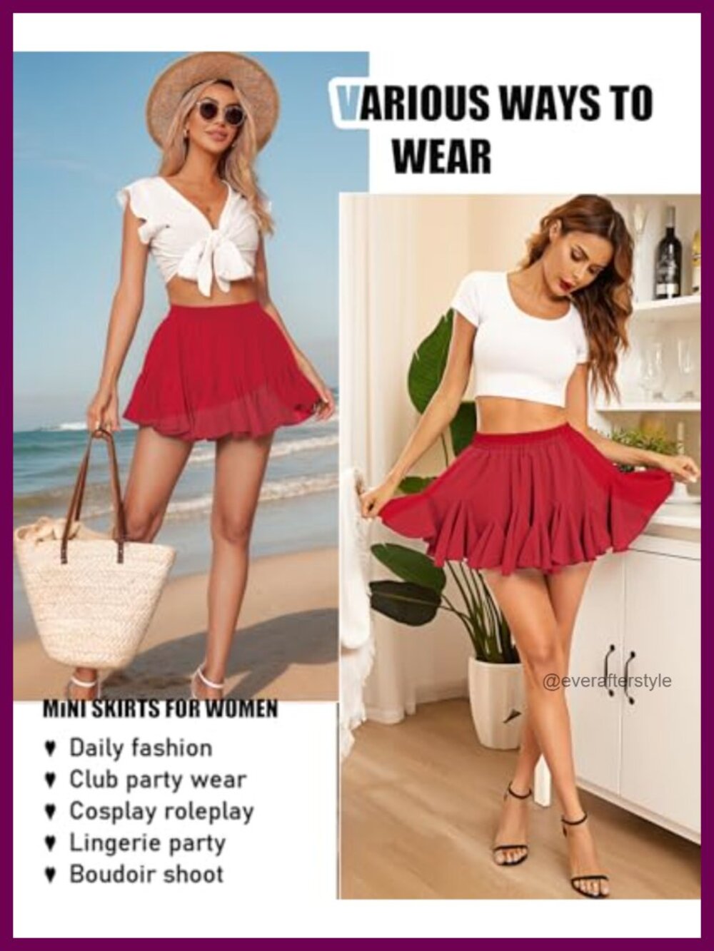Pleated Ruffle Mini Skirt Flowy Tennis Rave Outfit - Picture 4 of 6